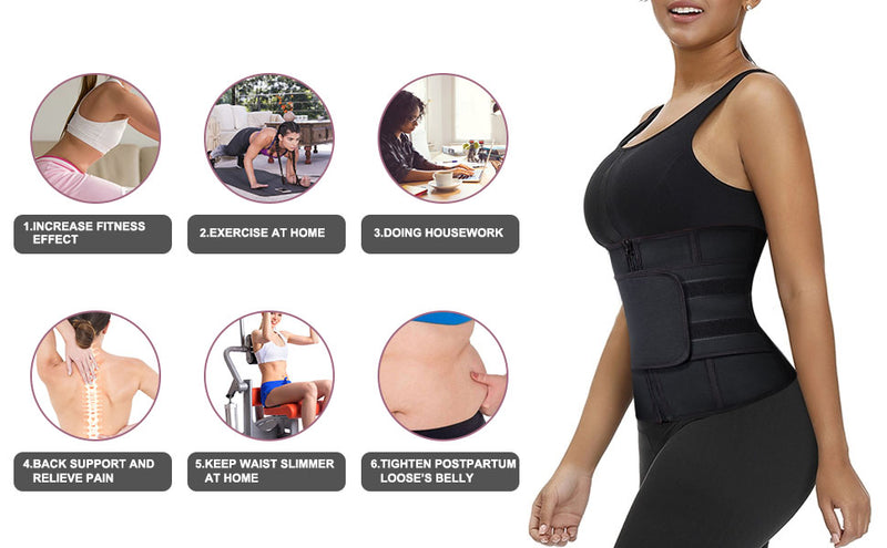 Buy TrainingGirl Women Waist Trainer Cincher Corset Tummy Control Workout  Sweat Band Slimmer Belly Belt Weight Loss Sports Girdle, Black, Small at